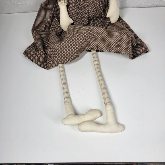 VTG Mr &‎ Mrs Rabbit Dolls 29" Handmade Brown Primitive Folk Plush Easter Decor - Picture 13 of 16